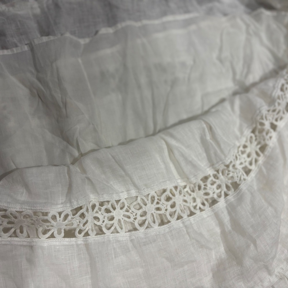 Chicos White Linen Tiered Maxi Skirt Floral Crochet Lace Ruffle Boho Sz 2 (L) - Picture 8 of 9